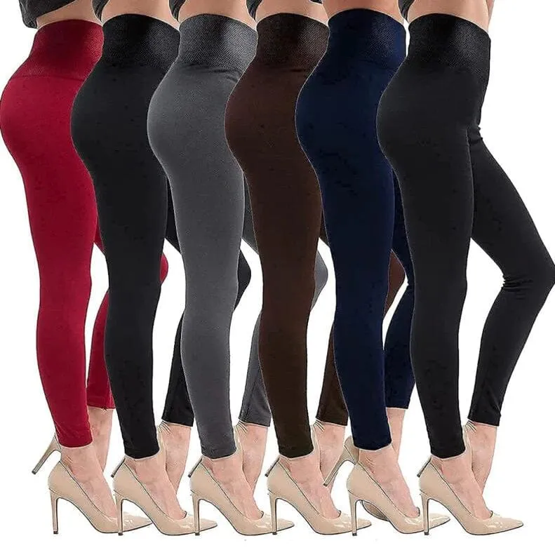 6-Pack: Hot Women’s Fleece Lined Leggings High Waist Soft Stretchy Warm Leggings