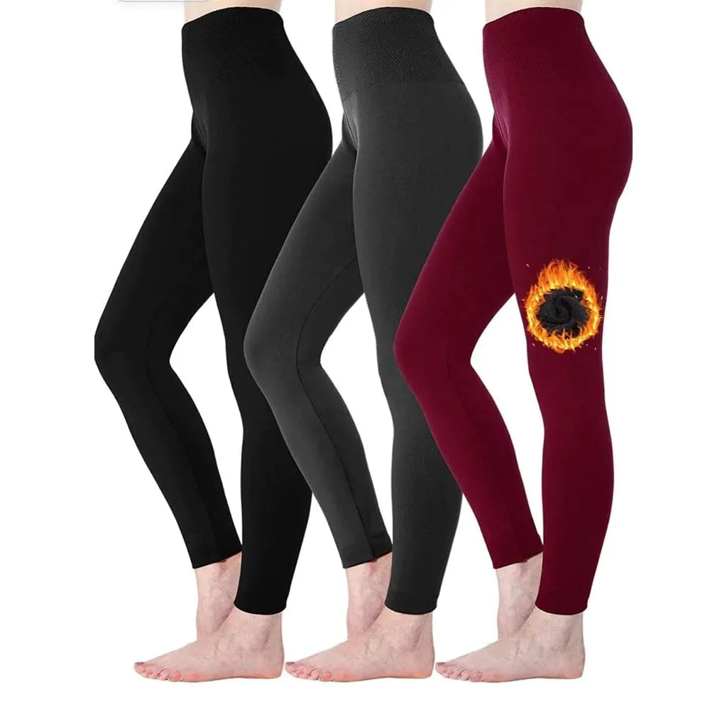 6-Pack: Hot Women’s Fleece Lined Leggings High Waist Soft Stretchy Warm Leggings
