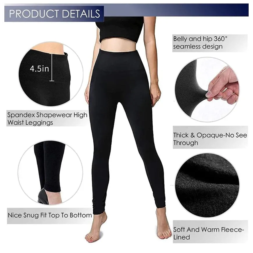 6-Pack: Hot Women’s Fleece Lined Leggings High Waist Soft Stretchy Warm Leggings