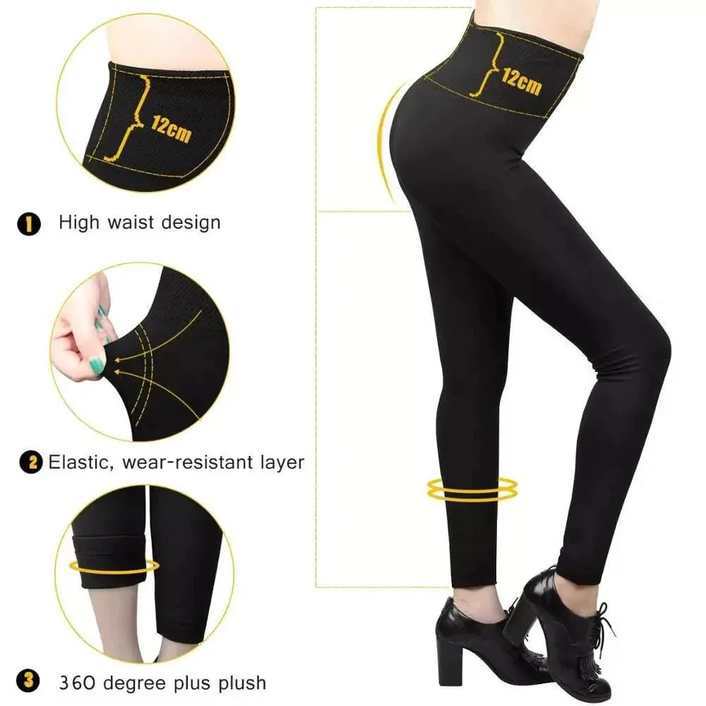 6-Pack: Hot Women’s Fleece Lined Leggings High Waist Soft Stretchy Warm Leggings