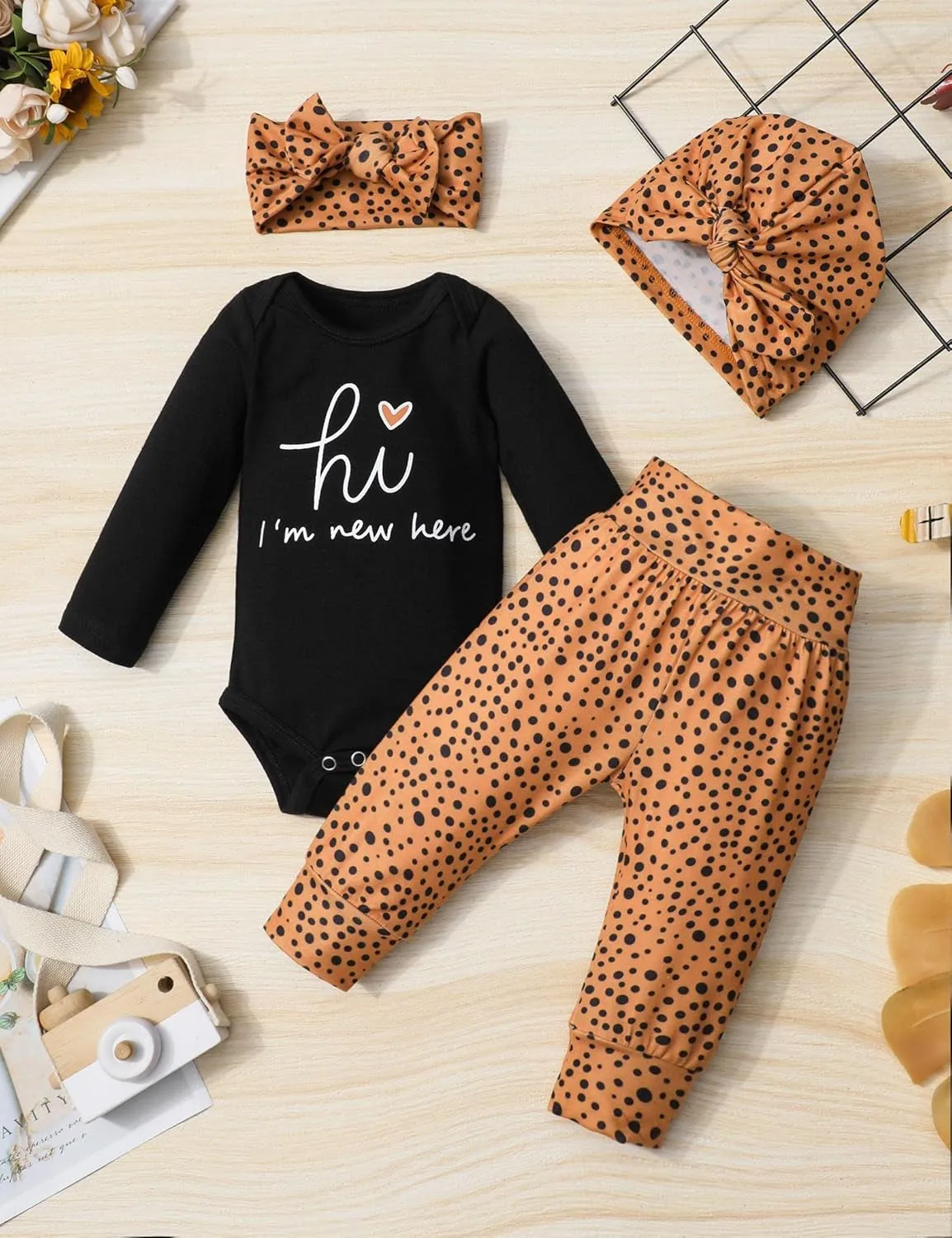 Adorable Preemie Baby Girl Outfit 4PC Set – Perfect Fit for the Littlest Ones