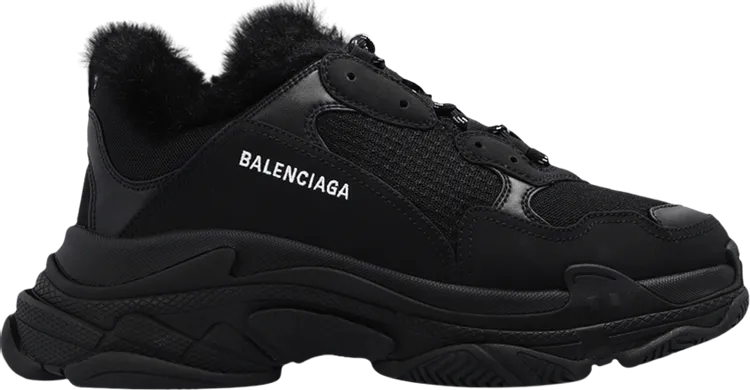 Balenciaga Triple S Sneaker Faux Fur - Black