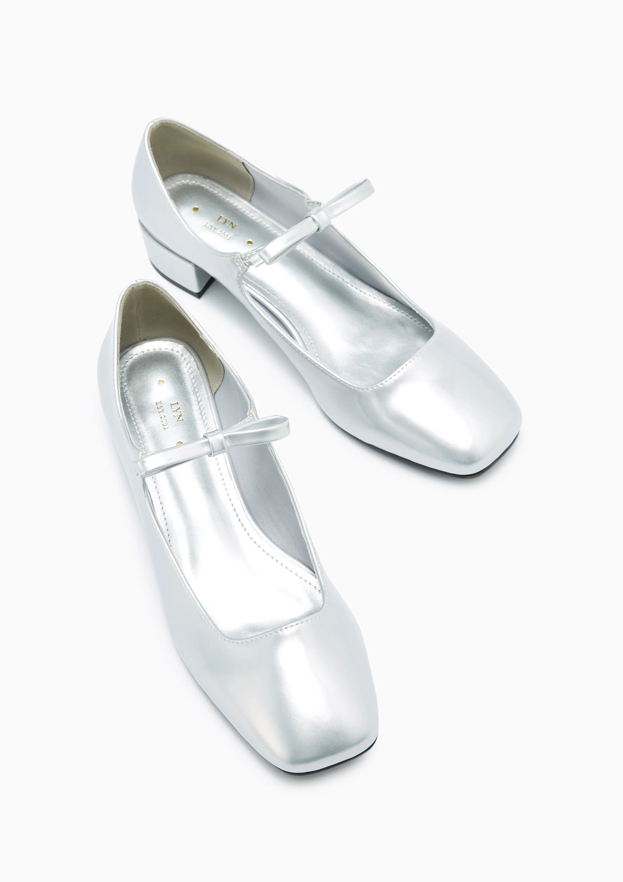 Baraka Mid Heel Pumps - Silver