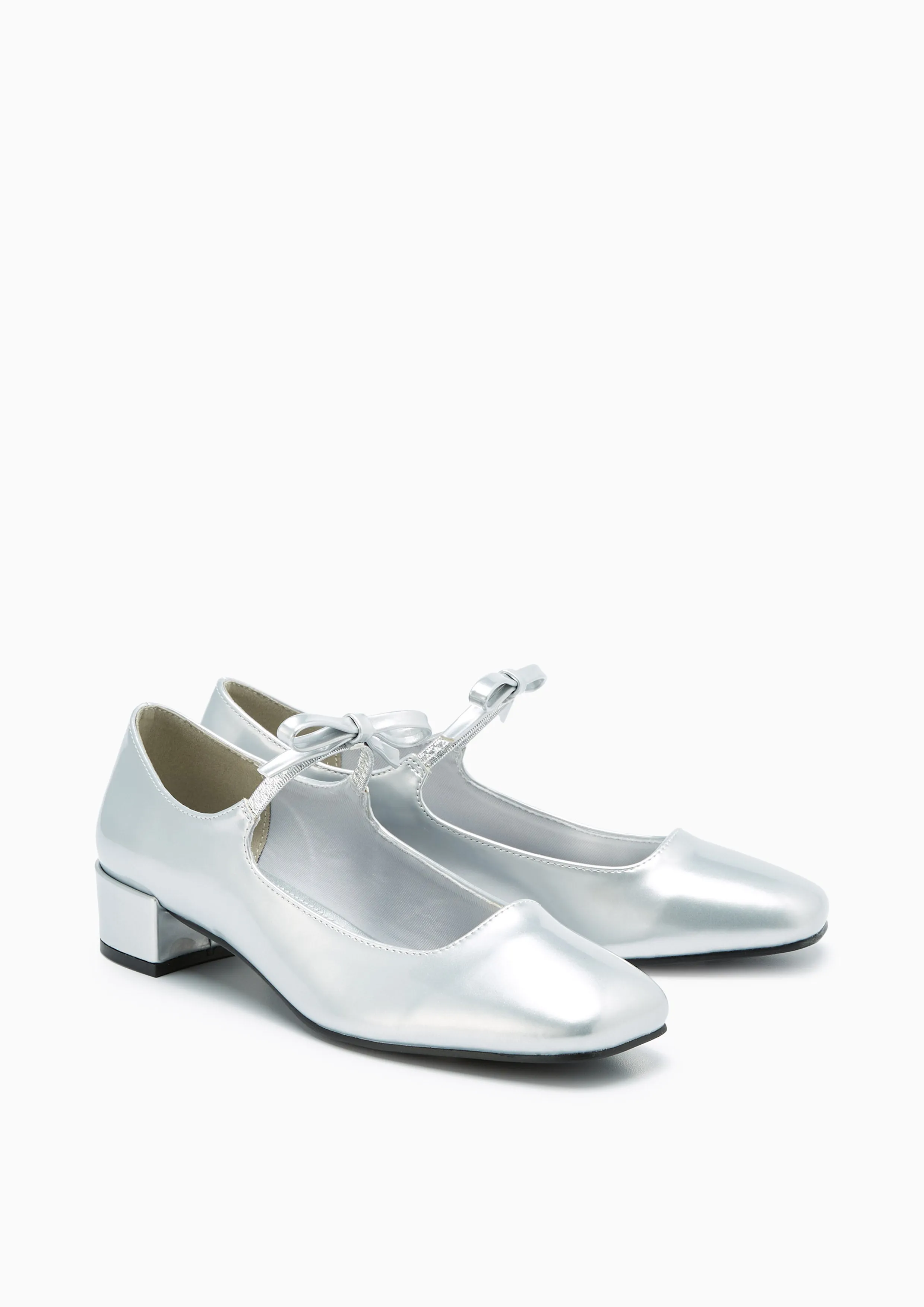 Baraka Mid Heel Pumps - Silver
