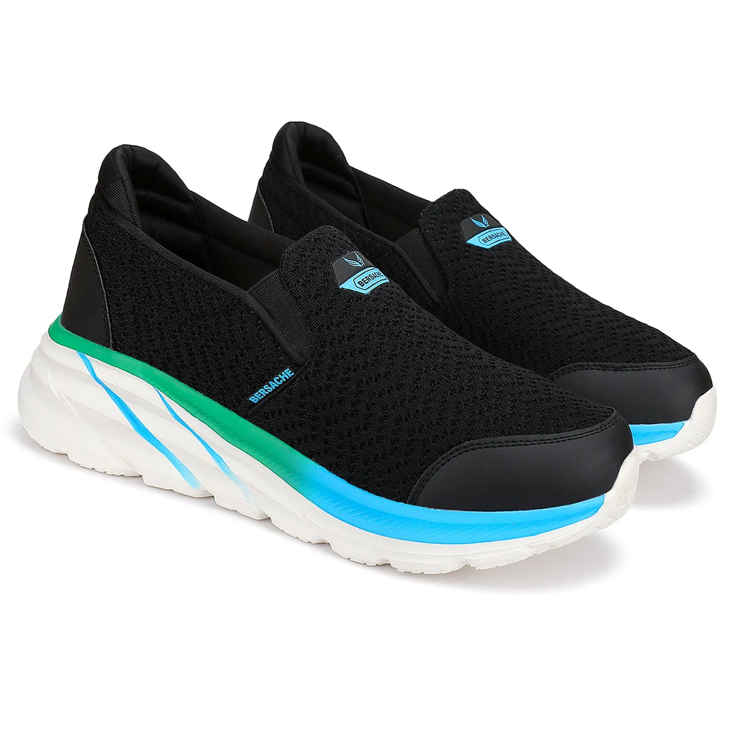 Bersache Lightweight Casual Sneaker Loafer Walking Shoes For Men(9083-Black)
