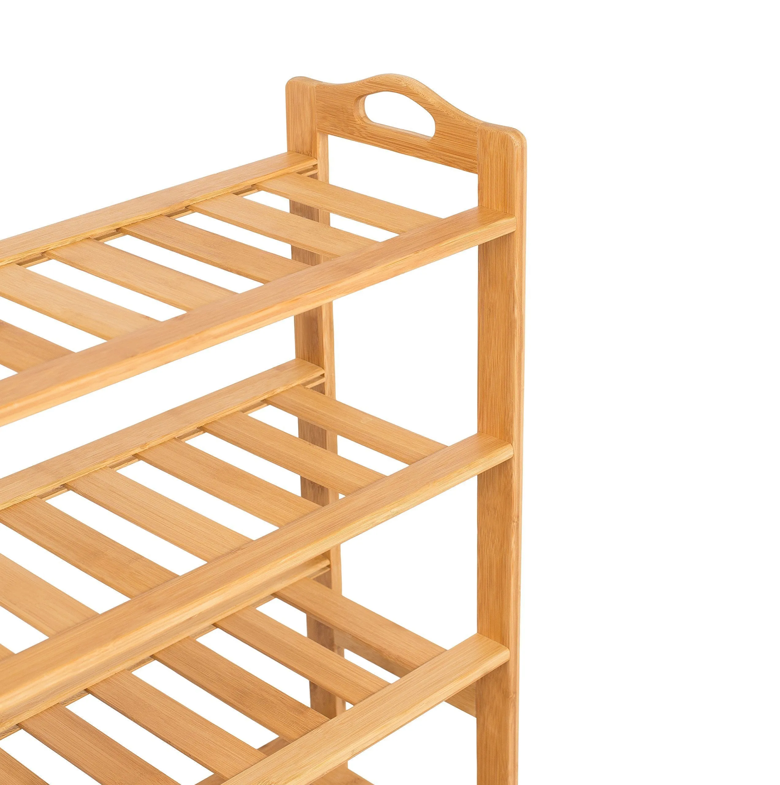 BirdRock Home Free Standing Bamboo Shoe Rack with Handles - 6 Tier - Wood - Closets and Entryway - Organizer - Fits 18 Pairs of Shoes