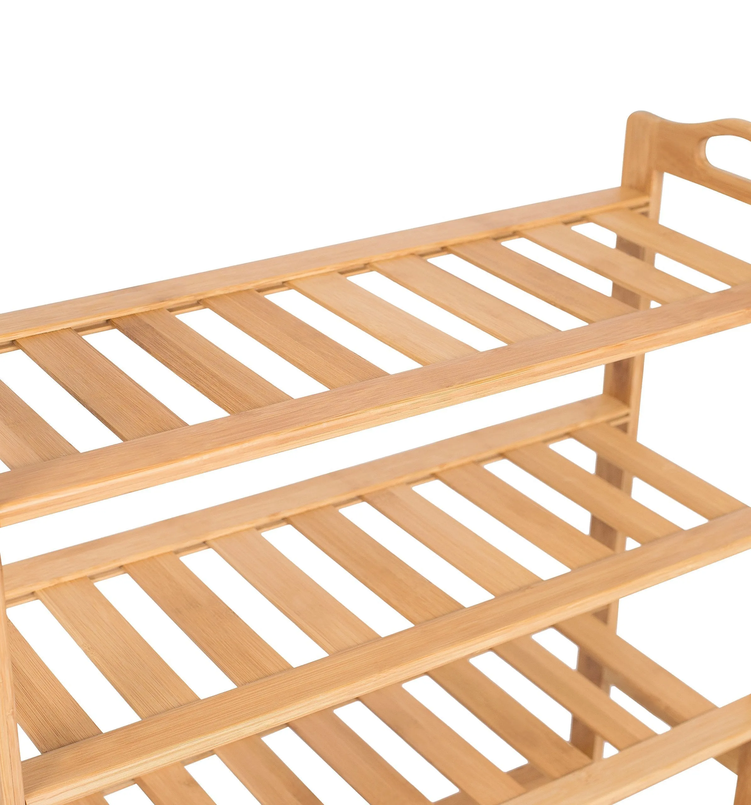 BirdRock Home Free Standing Bamboo Shoe Rack with Handles - 6 Tier - Wood - Closets and Entryway - Organizer - Fits 18 Pairs of Shoes