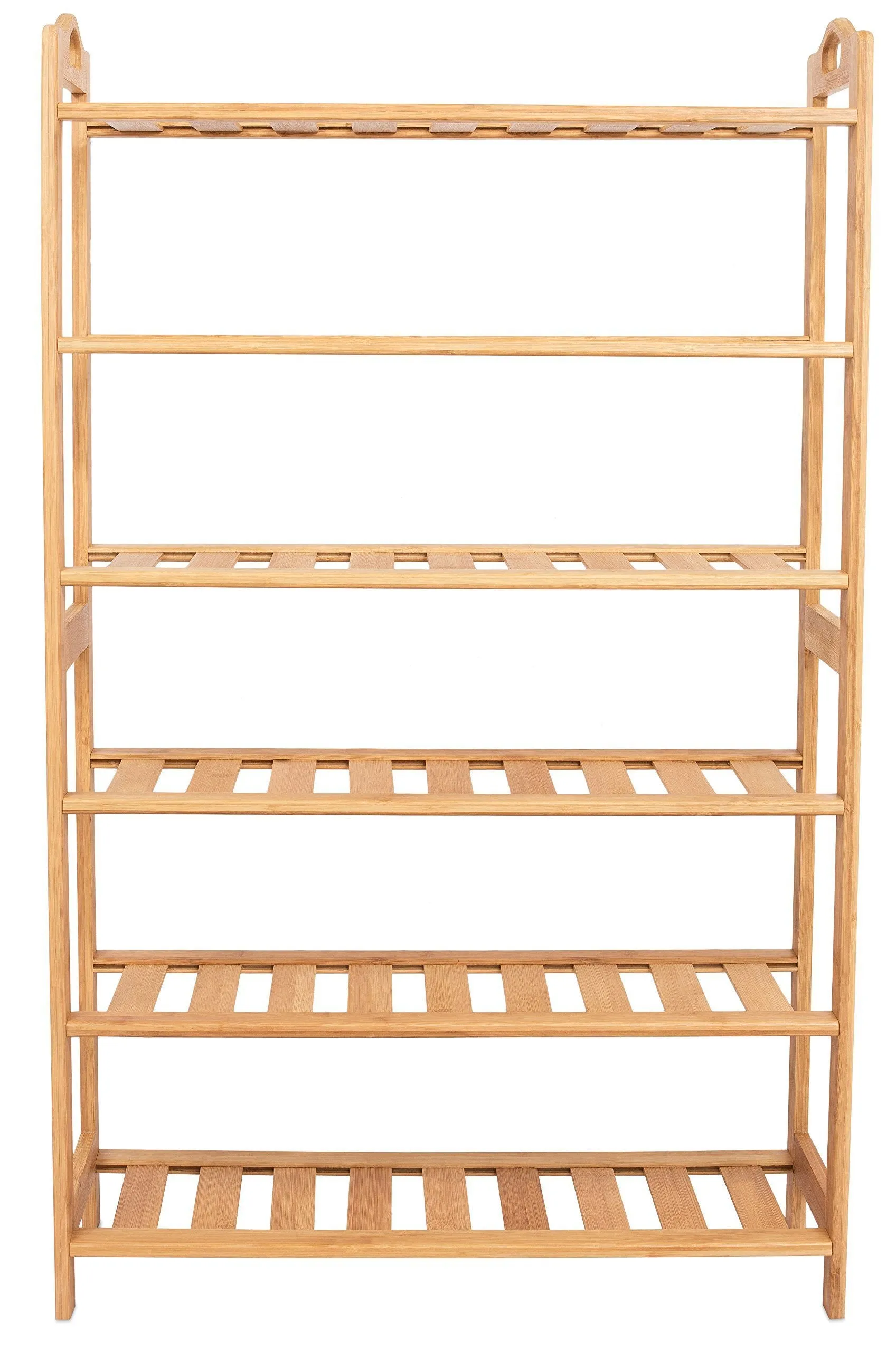 BirdRock Home Free Standing Bamboo Shoe Rack with Handles - 6 Tier - Wood - Closets and Entryway - Organizer - Fits 18 Pairs of Shoes