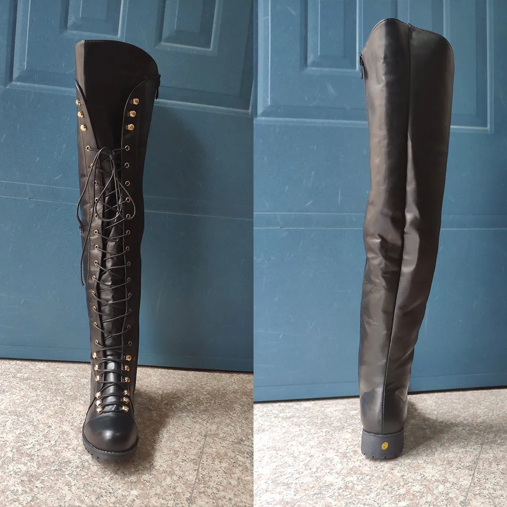 Blaze Trail Lace-Up Over-The-Knee Boots by The Nevermore