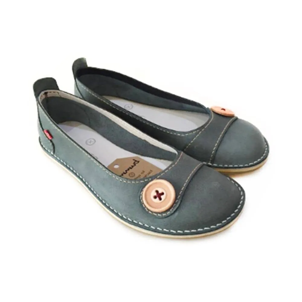 Bummel Zuri Leather Ballerina Shoe - Storm