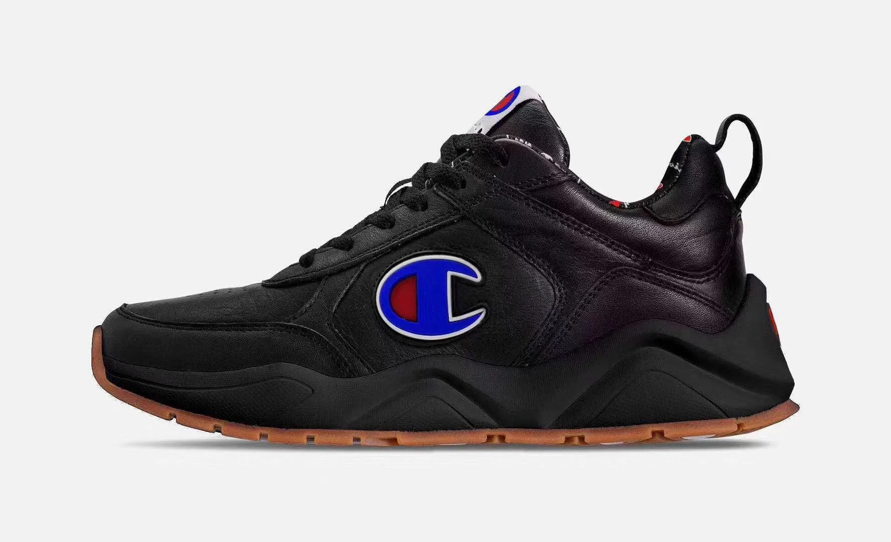 Champion 93 Eighteen Big C Leather Black Sneakers