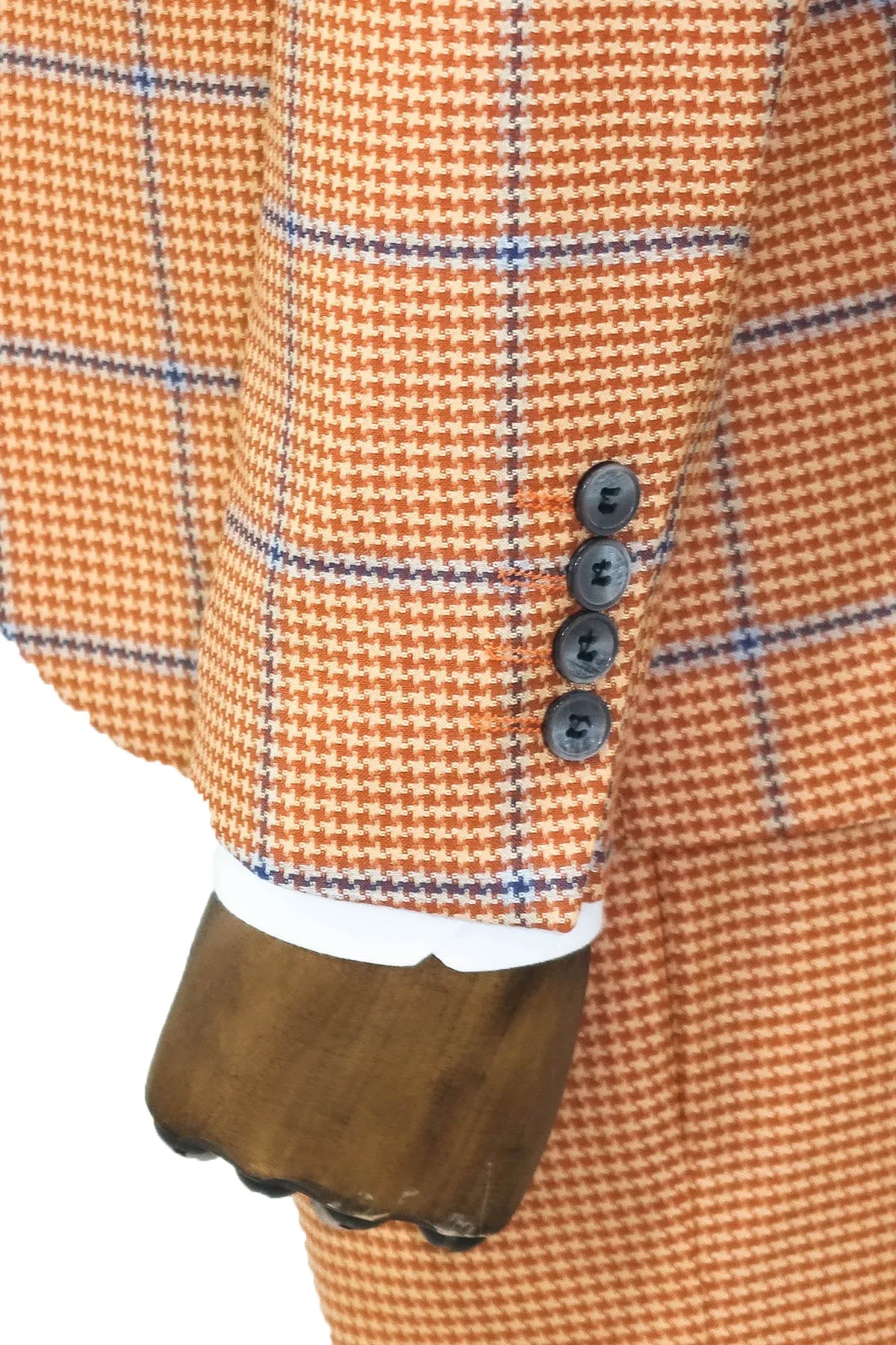 Checked Patterned Slim Fit Orange Men Suit - Wessi