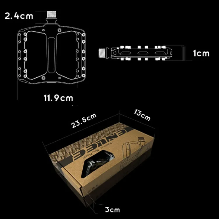 ENLEE R5 1pair Mountain Bike Pedals Bicycle Cycling Wider Non-Slip Footrest Bearing(Black)