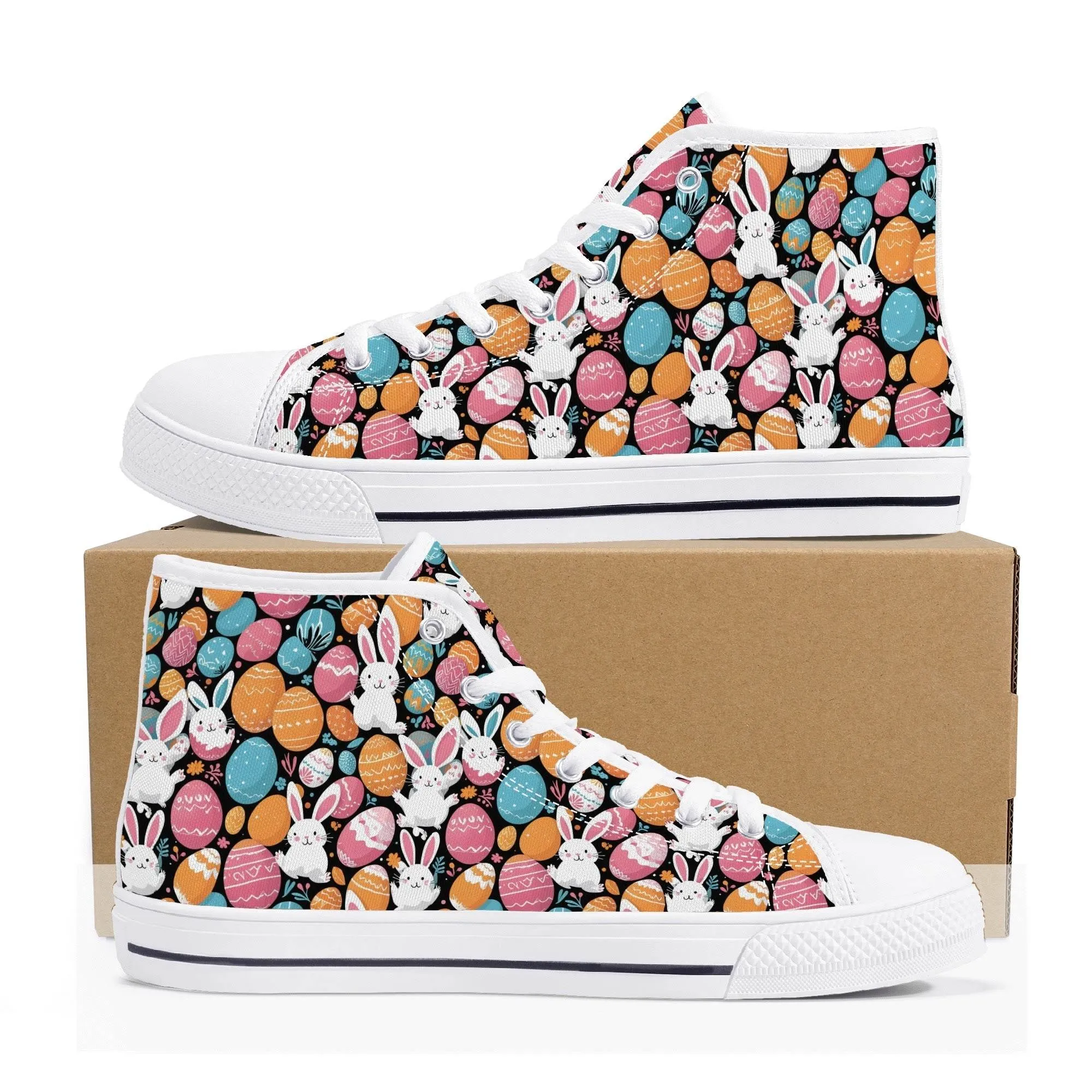 Fun Bunny Mens High Top Canvas Shoes