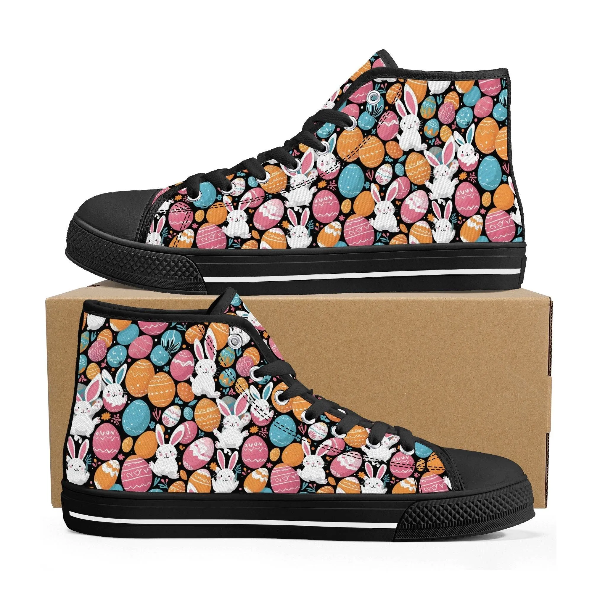 Fun Bunny Mens High Top Canvas Shoes