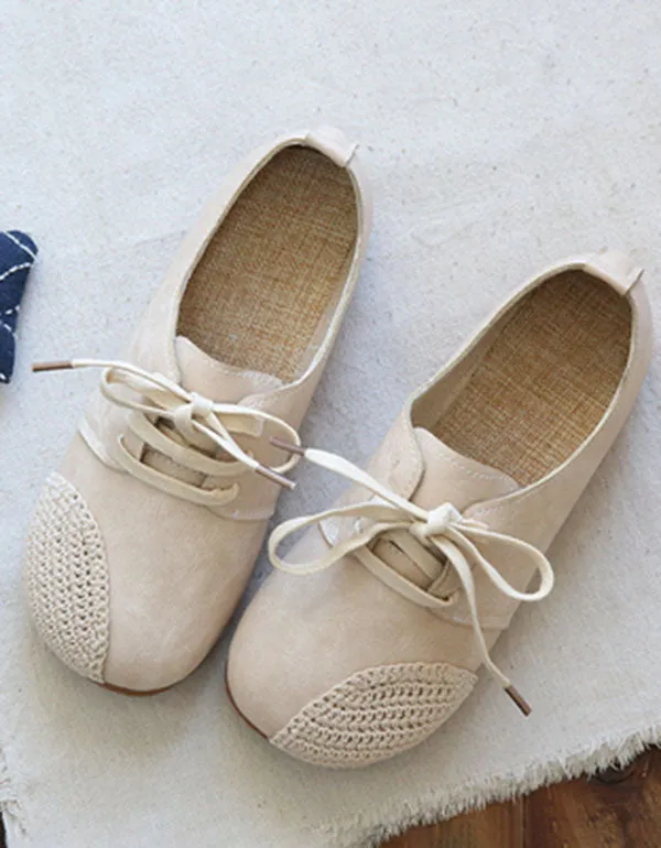 Handmade Woven Lace Up Leather Flats