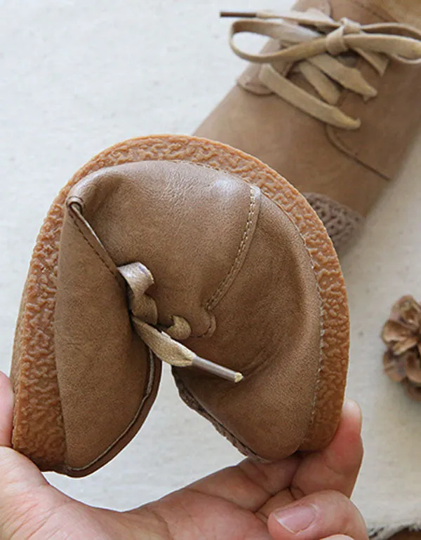 Handmade Woven Lace Up Leather Flats