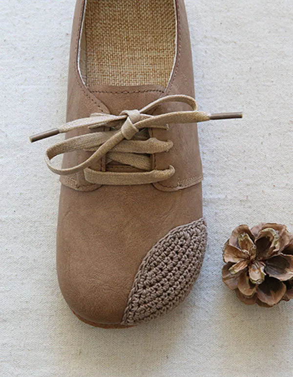 Handmade Woven Lace Up Leather Flats