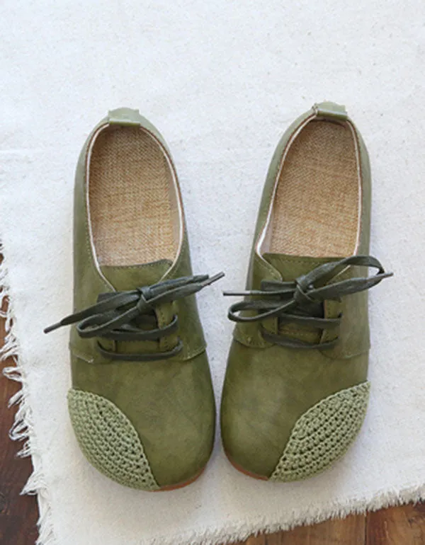 Handmade Woven Lace Up Leather Flats