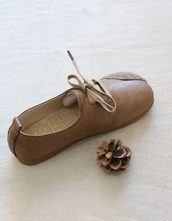 Handmade Woven Lace Up Leather Flats