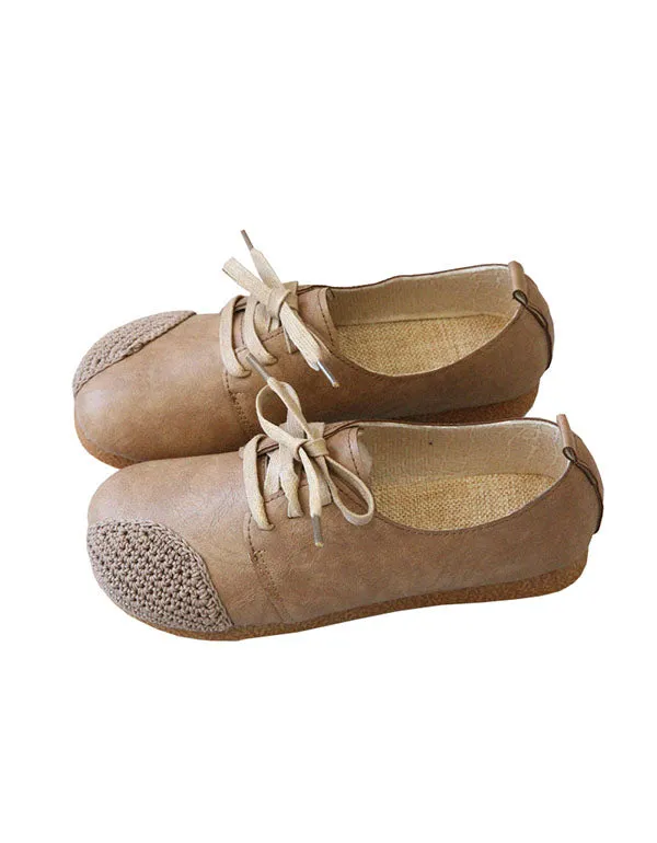 Handmade Woven Lace Up Leather Flats