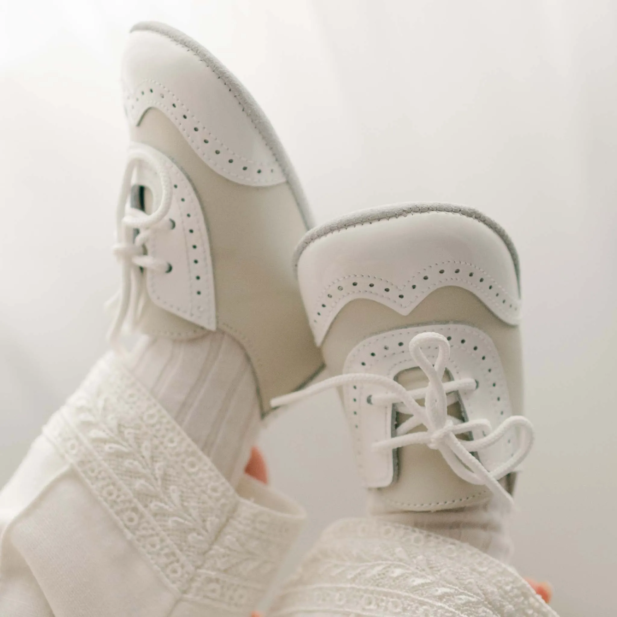 Ivory Two Tone Wingtip Shoes