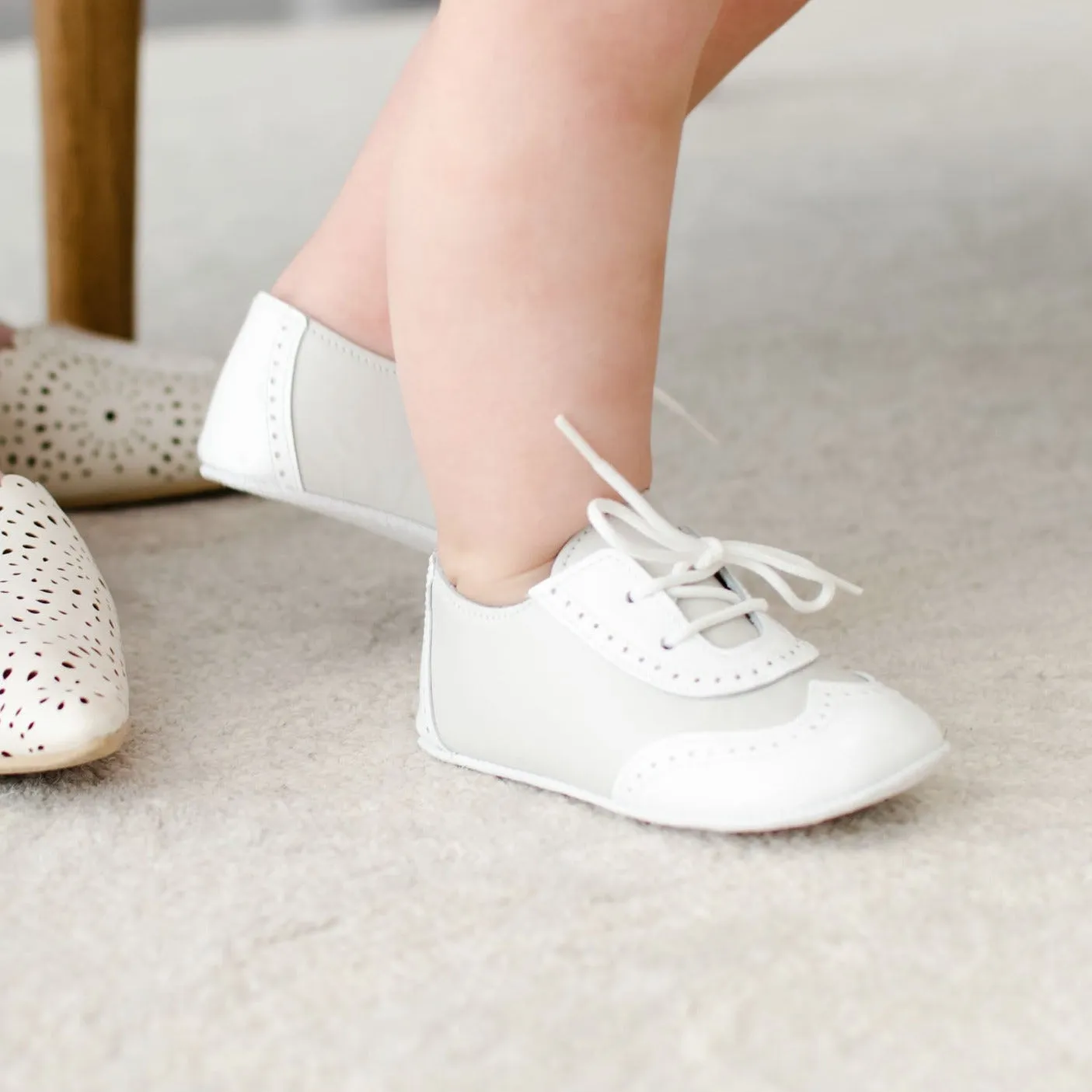 Ivory Two Tone Wingtip Shoes