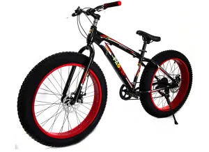 Large Tire Heavy Duty Fat Wheel Mountain Bike (Premium Red & Black Bicycle)