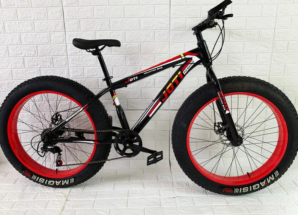 Large Tire Heavy Duty Fat Wheel Mountain Bike (Premium Red & Black Bicycle)