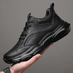 Men's genuine soft leather sports outdoor fleece casual shoes