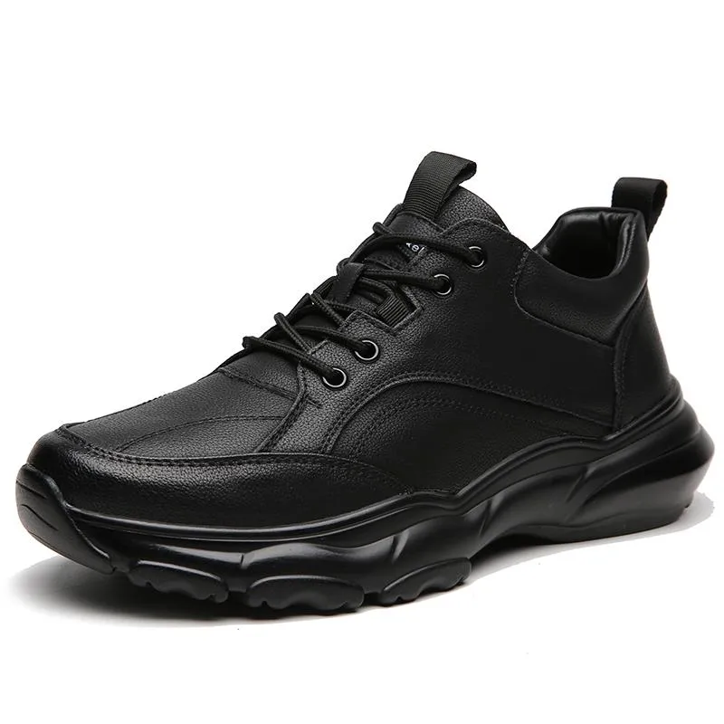 Men's genuine soft leather sports outdoor fleece casual shoes