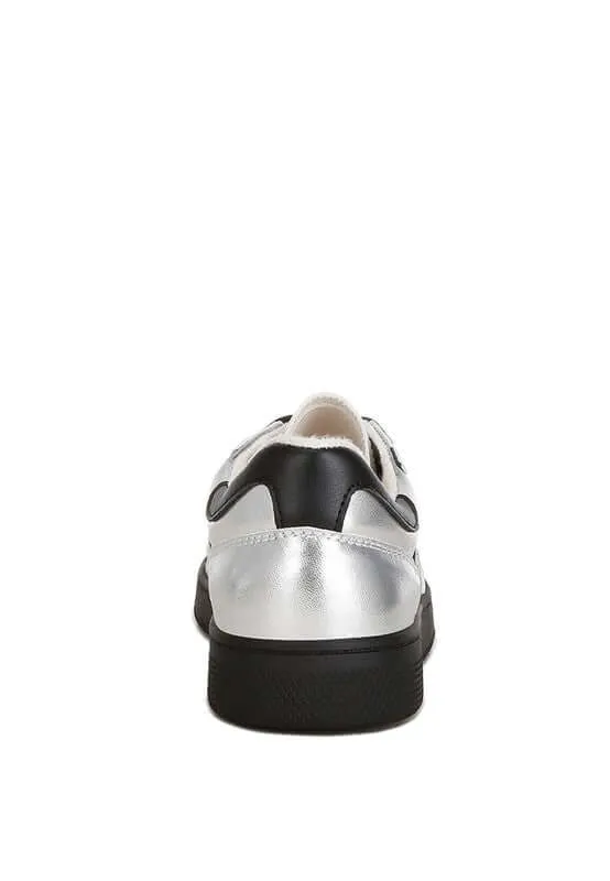 Metallic Faux Leather Sneakers