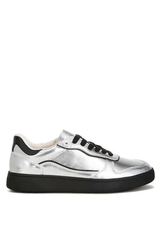 Metallic Faux Leather Sneakers