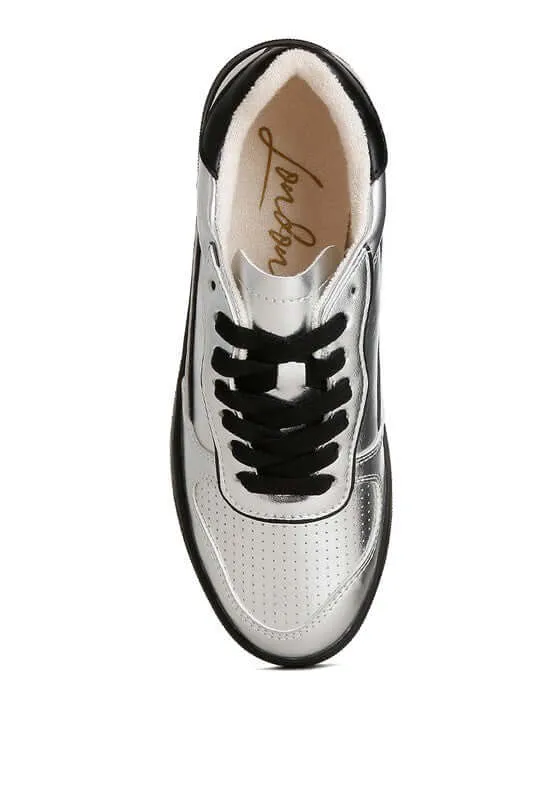 Metallic Faux Leather Sneakers