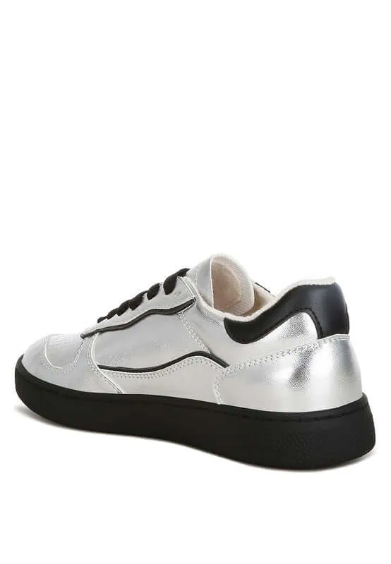 Metallic Faux Leather Sneakers