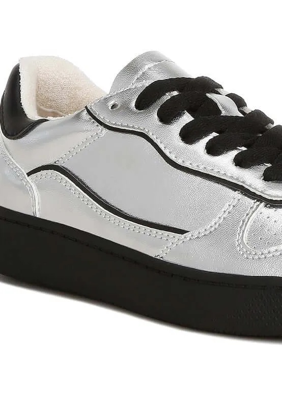 Metallic Faux Leather Sneakers