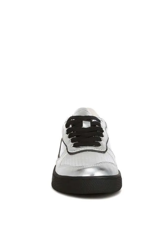 Metallic Faux Leather Sneakers