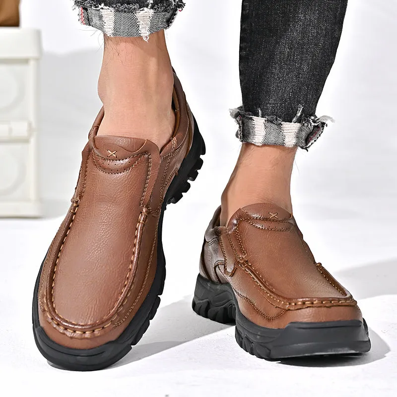 Mitchell Shoes New Men's Non-slip Walking Leather Lightweight Breathable Casual Loafers