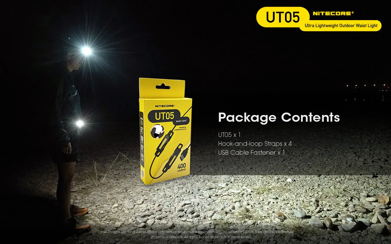 NITECORE UT05 Ultra Lightweight Outdoor Waist Light with Nitecore BLT10 Running Belt