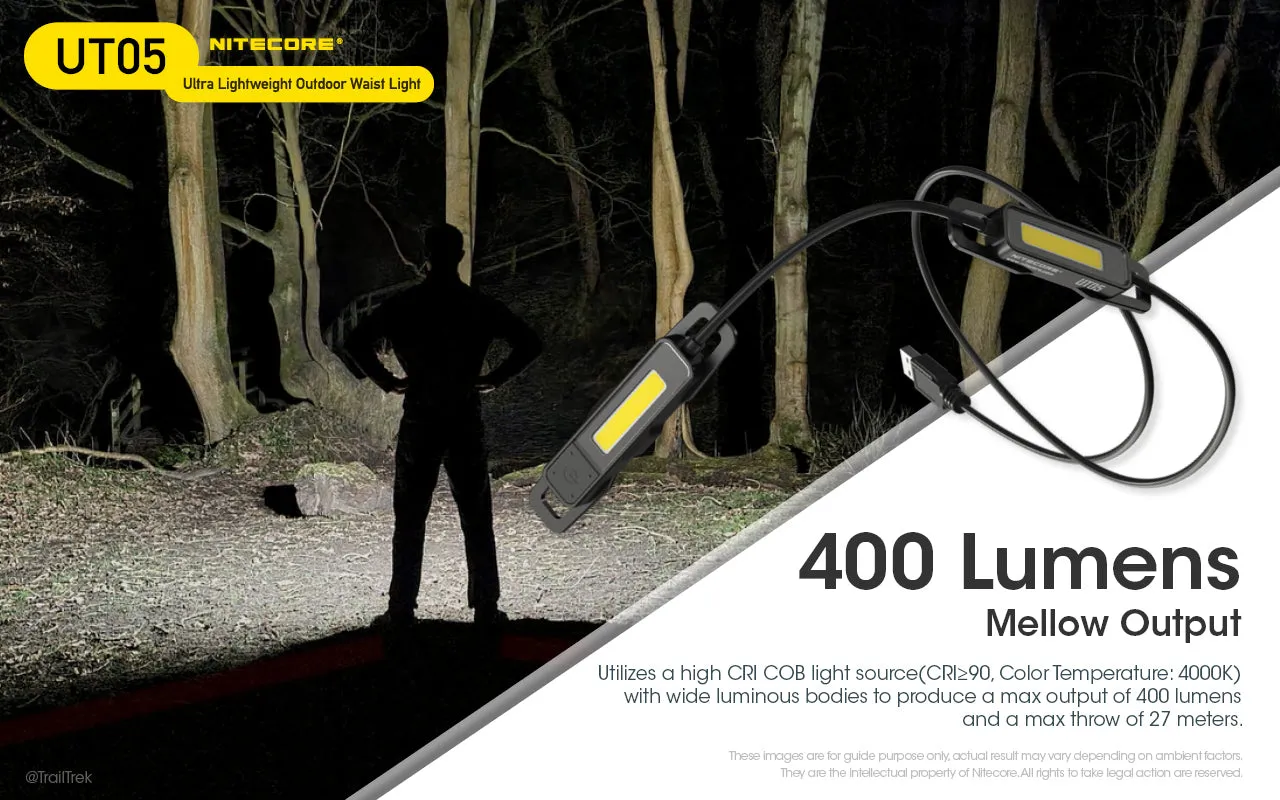 NITECORE UT05 Ultra Lightweight Outdoor Waist Light with Nitecore BLT10 Running Belt