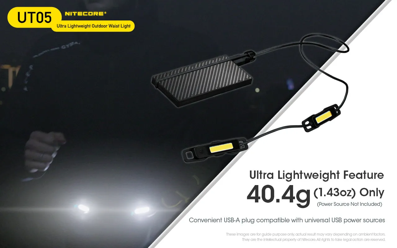 NITECORE UT05 Ultra Lightweight Outdoor Waist Light with Nitecore BLT10 Running Belt