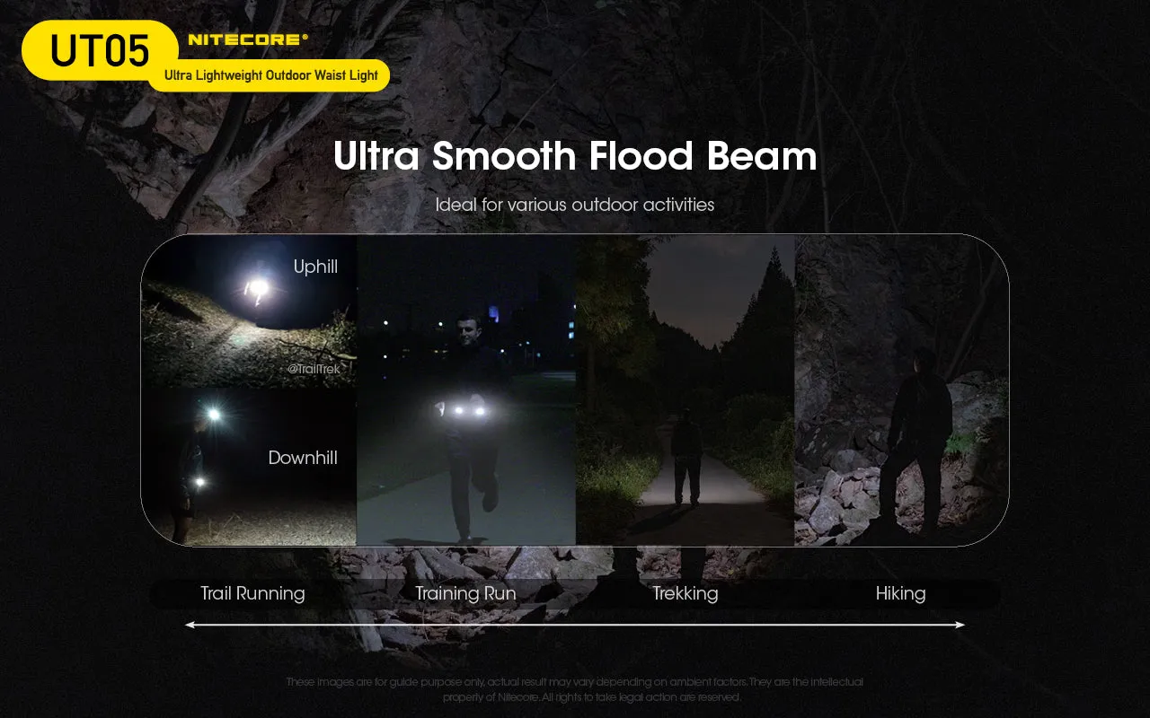 NITECORE UT05 Ultra Lightweight Outdoor Waist Light with Nitecore BLT10 Running Belt