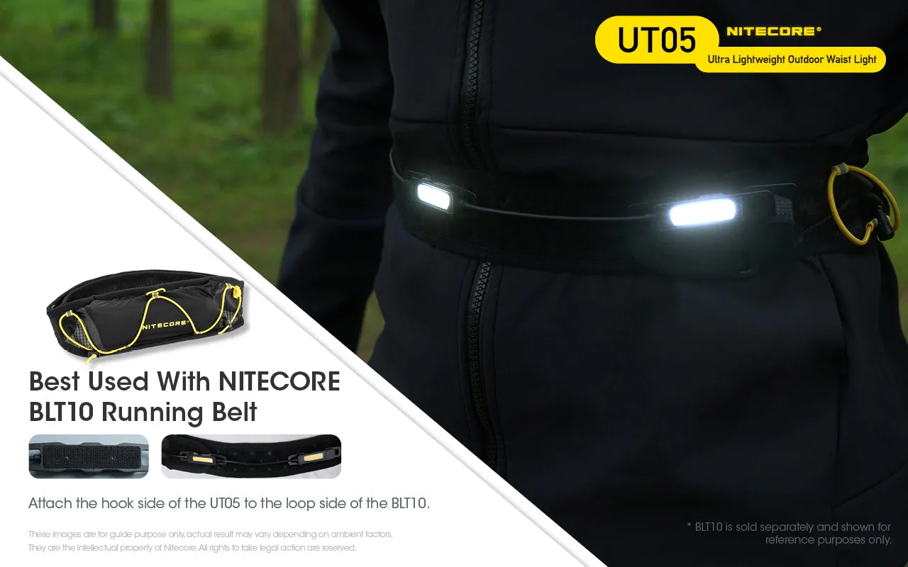 NITECORE UT05 Ultra Lightweight Outdoor Waist Light with Nitecore BLT10 Running Belt