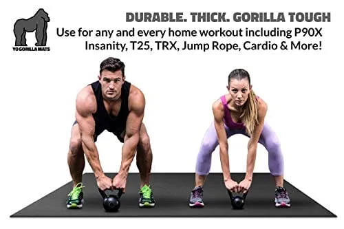 Premium Extra Large Exercise Mat - 8' x 4' x 1/4" Ultra Durable, Non-Slip, Workout Mats for Home Gym Flooring - Jump, Cardio, MMA Mat - Use With or Without Shoes (96" Long x 48" Wide x 6mm Thick)