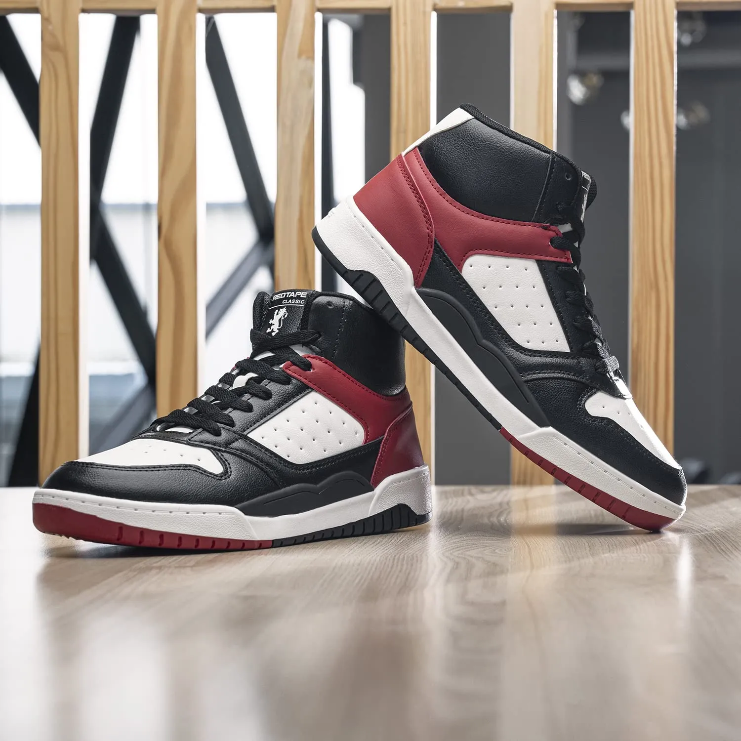 Red Tape Sneaker Casual Shoes for Men | Soft Cushioned Insole, Slip-Resistance, Dynamic Feet Support, Arch Support & Shock Absorption Black/Red
