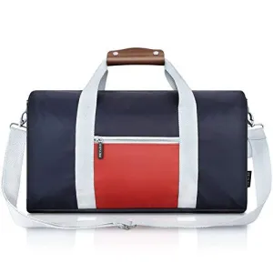 REYLEO Sports Gym Bag Small Travel Duffel Bag Water Resistant Bags with Leather Handle Color Blocking Design for Men Women RT02
