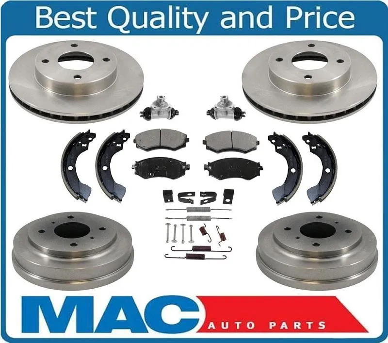 Rotors Brake Pads Drums Shoes Wheel Cyl Springs for NissanSentra 00-01 1.8 4Stud