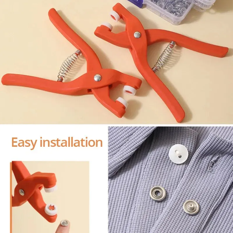 Snap Button Kit with Hand Pliers – 50pcs Metal Snaps for Sewing