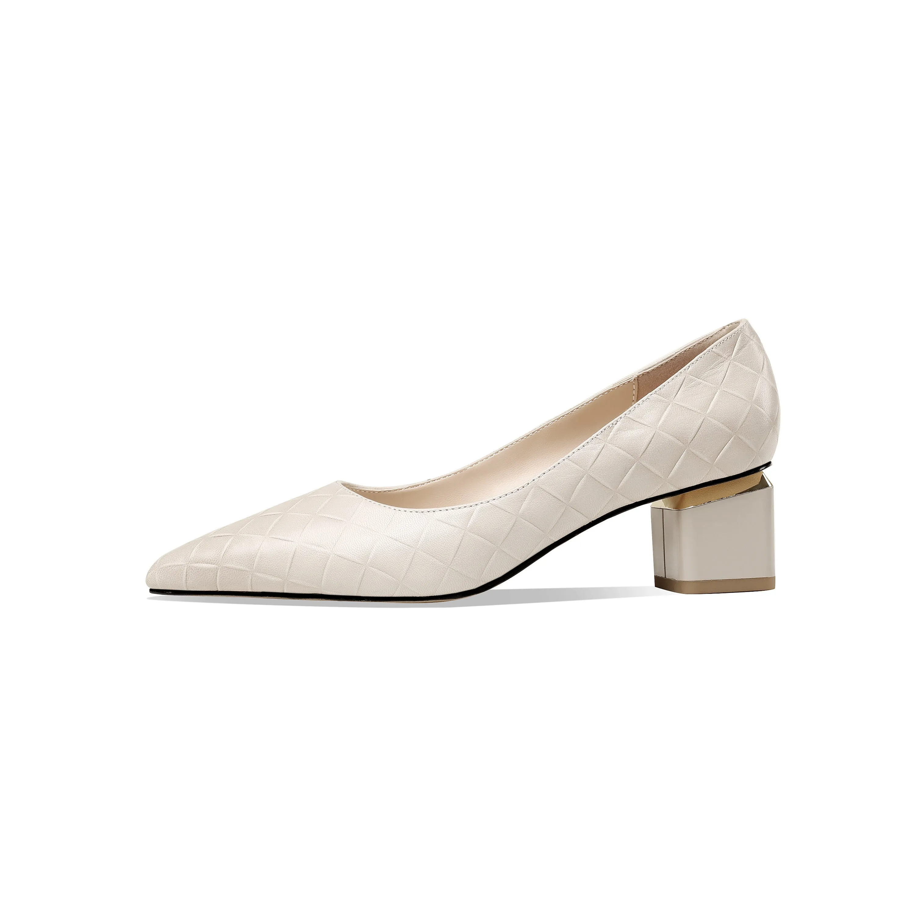 TinaCus Women's Genuine Leather Handmade Clear Pointed Toe Low Block Heel Slip On Classic Loafer Pumps