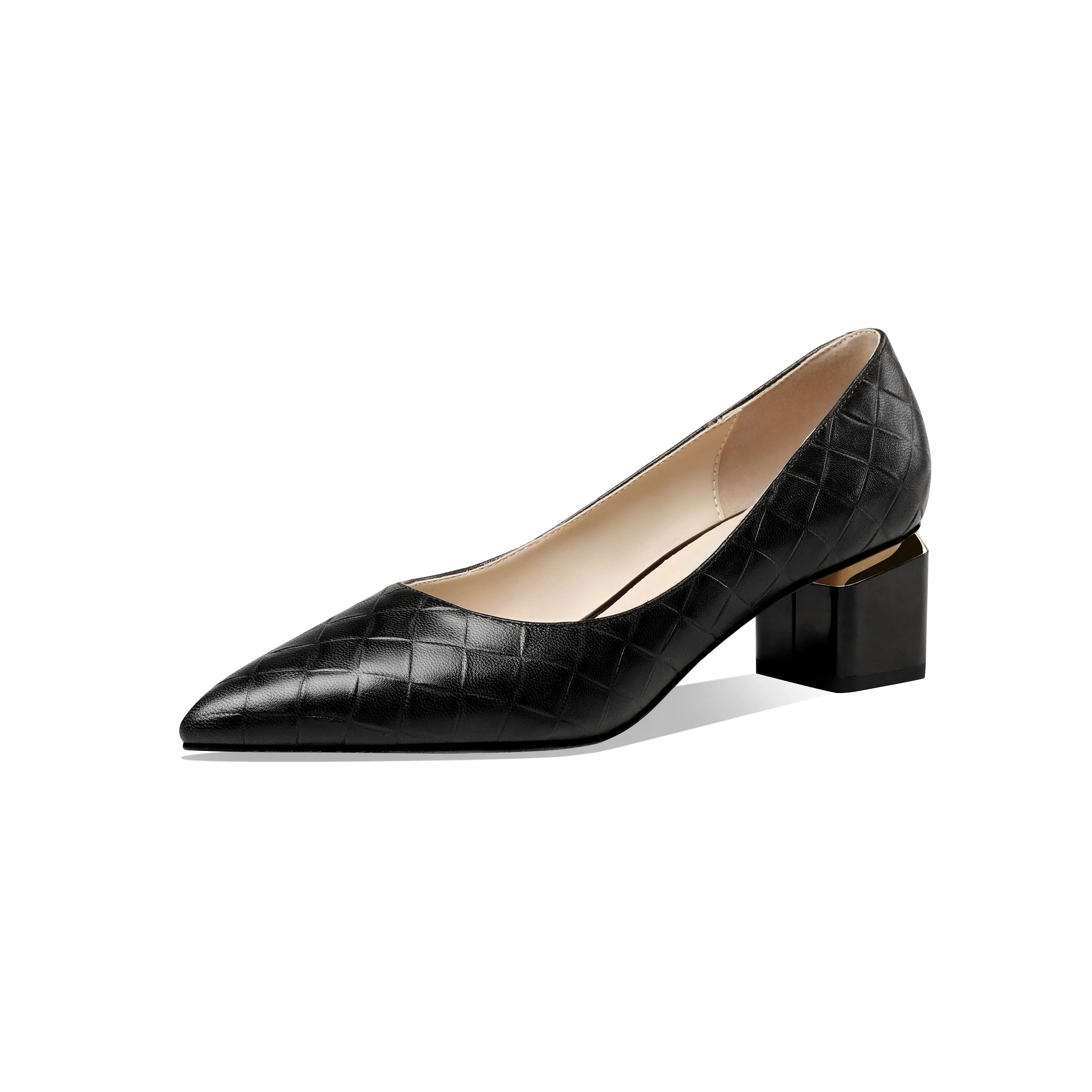 TinaCus Women's Genuine Leather Handmade Clear Pointed Toe Low Block Heel Slip On Classic Loafer Pumps